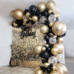 Aperturee - DIY Gold And Black Garland Balloons Kits For Birthday | Party Decorations