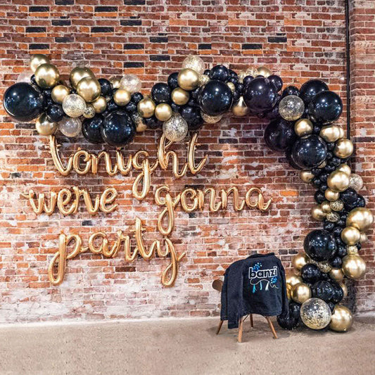 Aperturee - DIY Gold And Black Garland Balloons Kits For Birthday | Party Decorations