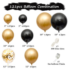 Aperturee - DIY Gold And Black Garland Balloons Kits For Birthday | Party Decorations