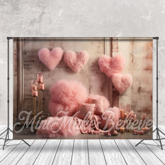 Aperturee - Downy Pink Heart Candle Wall Valentines Day Backdrop