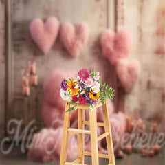 Aperturee - Downy Pink Heart Candle Wall Valentines Day Backdrop