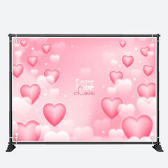 Aperturee - Dreamlike Pink White Hearts Valentines Day Backdrop