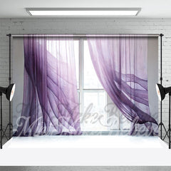 Aperturee - Dreamy Purple Yarn Curtain Window Photo Backdrop