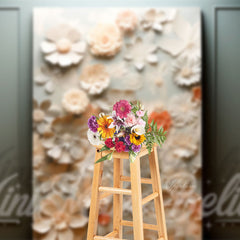 Aperturee - Dualtone Muted Flowers Painterly Retro Wall Backdrop