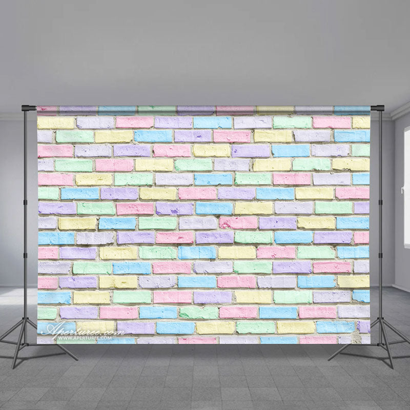 Aperturee - Easter Bunny Colorful Brick Wall Room Set Backdrop