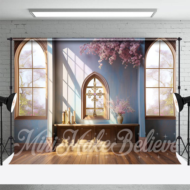 Aperturee - Easter Spring Cross Church Interior Window Backdrop