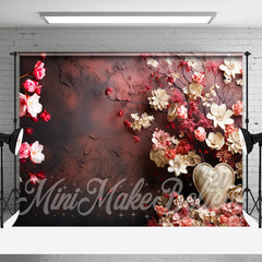 Aperturee - Elegant Dark Red Blooming Flowers Photo Backdrop