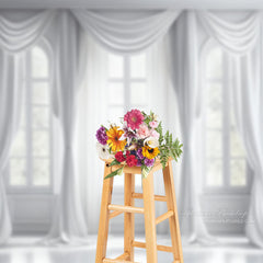 Aperturee - Elegant Pure White Window Portrait Photo Booth Backdrop