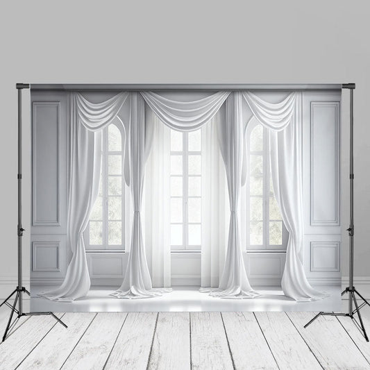 Aperturee - Elegant Pure White Window Portrait Photo Booth Backdrop