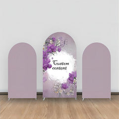 Aperturee - Elegant Purple Folral White Leaf Arch Backdrop Kit