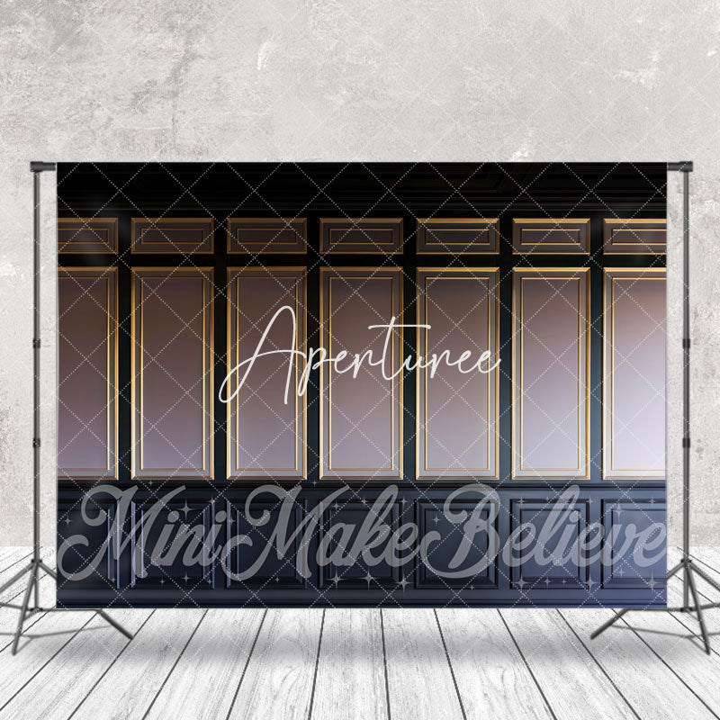Aperturee - Elegant Purple Royal Blue Gold Retro Photo Backdrop