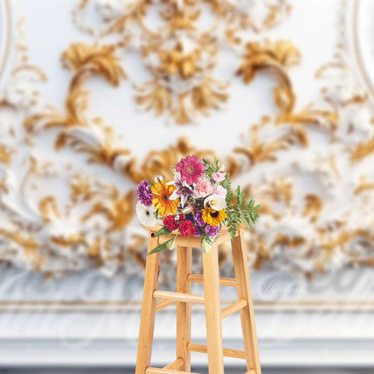Aperturee - Elegant Wall Golden Pattern Photograph Backdrop