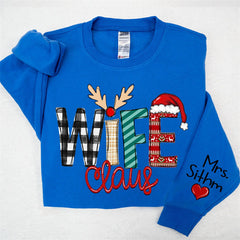 Aperturee - Elk Plaid Wife Husband Custom Christmas Sweatshirt