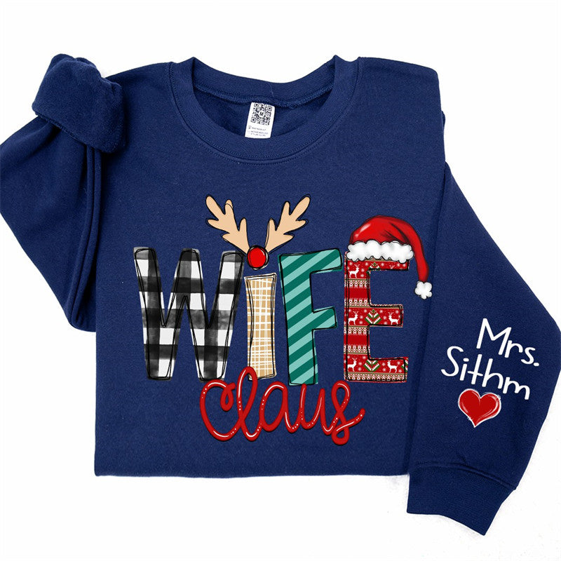Aperturee - Elk Plaid Wife Husband Custom Christmas Sweatshirt
