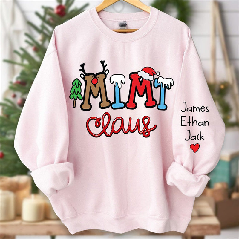 Aperturee - Elk Snow Cedar Claus Custom Kids Christmas Sweatshirt