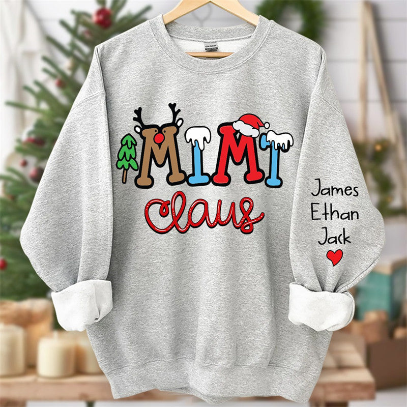 Aperturee - Elk Snow Cedar Claus Custom Kids Christmas Sweatshirt