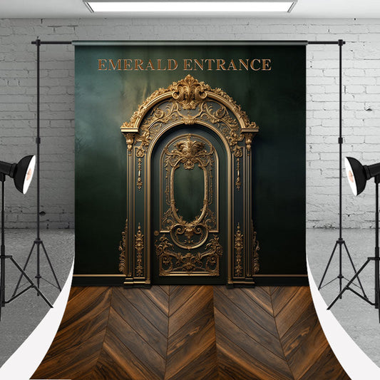 Aperturee - Emerald Entrance Elegant Gold Door Sweep Backdrop