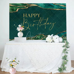 Aperturee - Emerald Green And Gold Glitter Birthday Backdrop