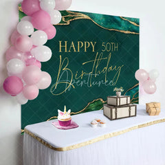 Aperturee - Emerald Green Gold Happy 50th Birthday Backdrop