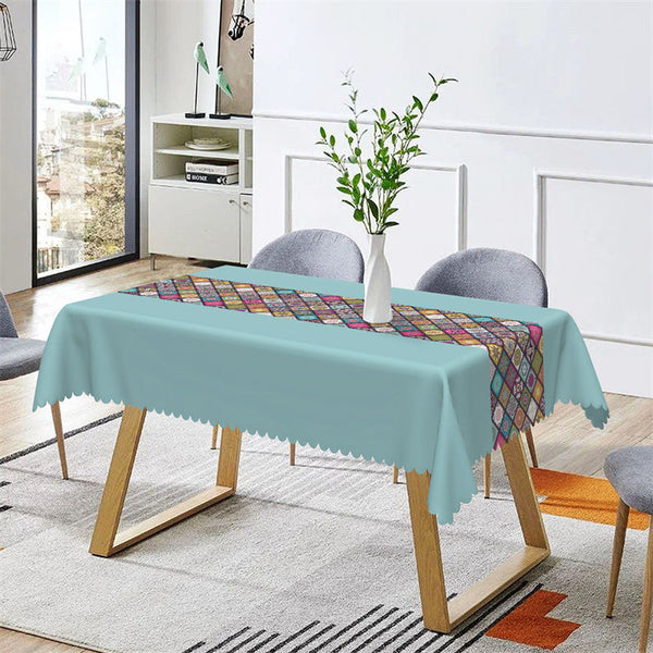 ワンピース Heriter Table cloth kaftan dress25SS Ethnic Design Plaid Boho Blue Rectangle Tablecloth - Aperturee