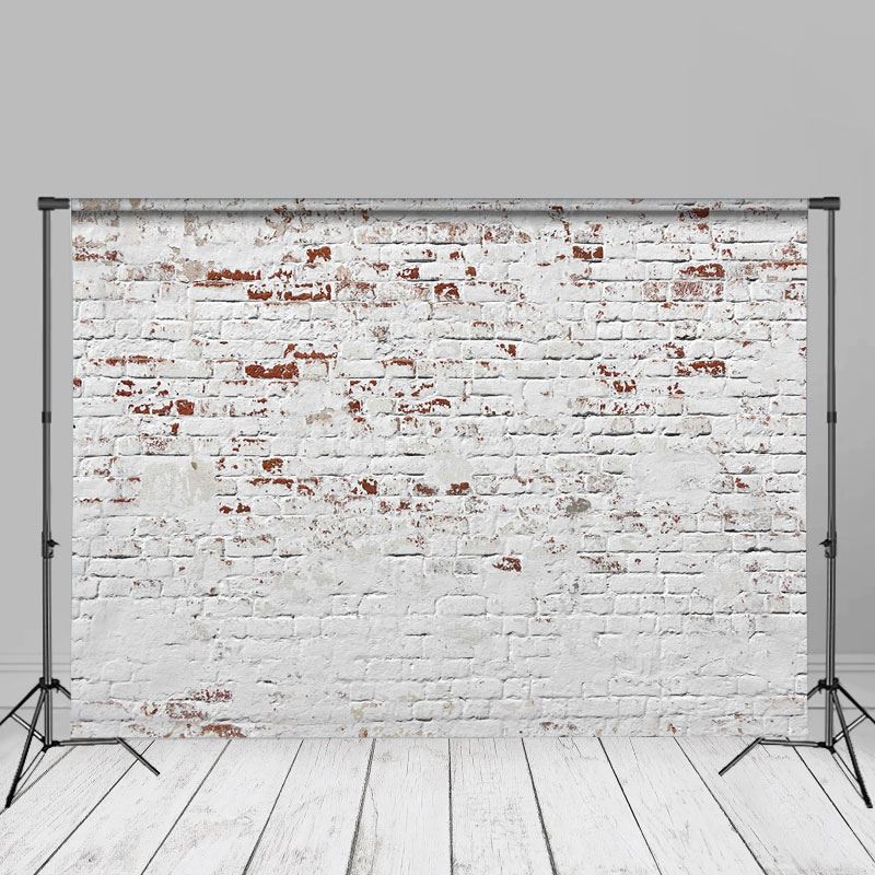 Aperturee - Faded White Brick Wall Texture Backdrops For Photos