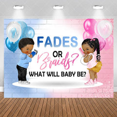 Aperturee - Fades Or Braid Balloon Gender Reveal Baby Shower Backdrop