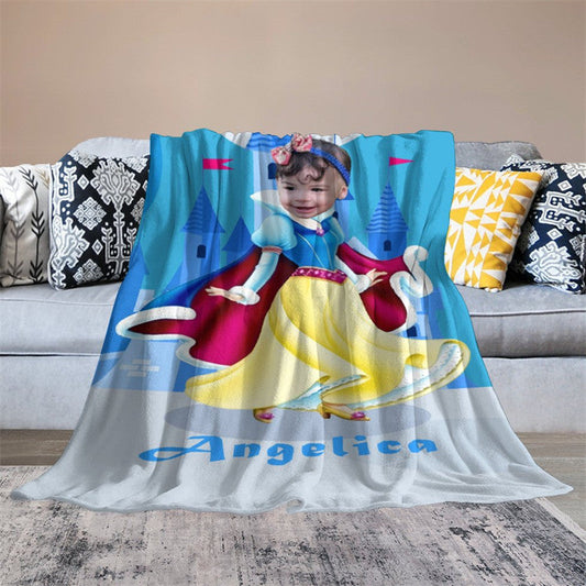 Aperturee - Fairy Princess Castle Moon Girl Custom Photo Blanket