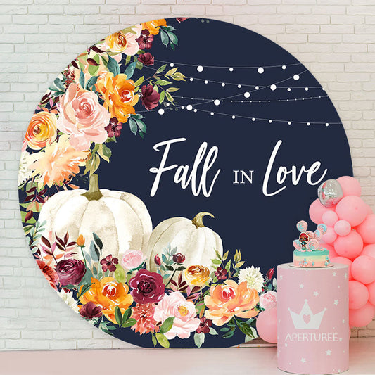 Aperturee - Fall In Love Floral Pumpkin Wedding Backdrop