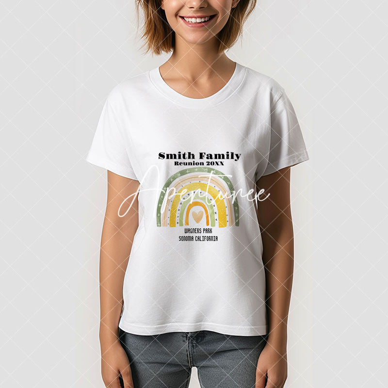 Aperturee - Family Reunion Custom Green Rainbow Heart T-Shirt