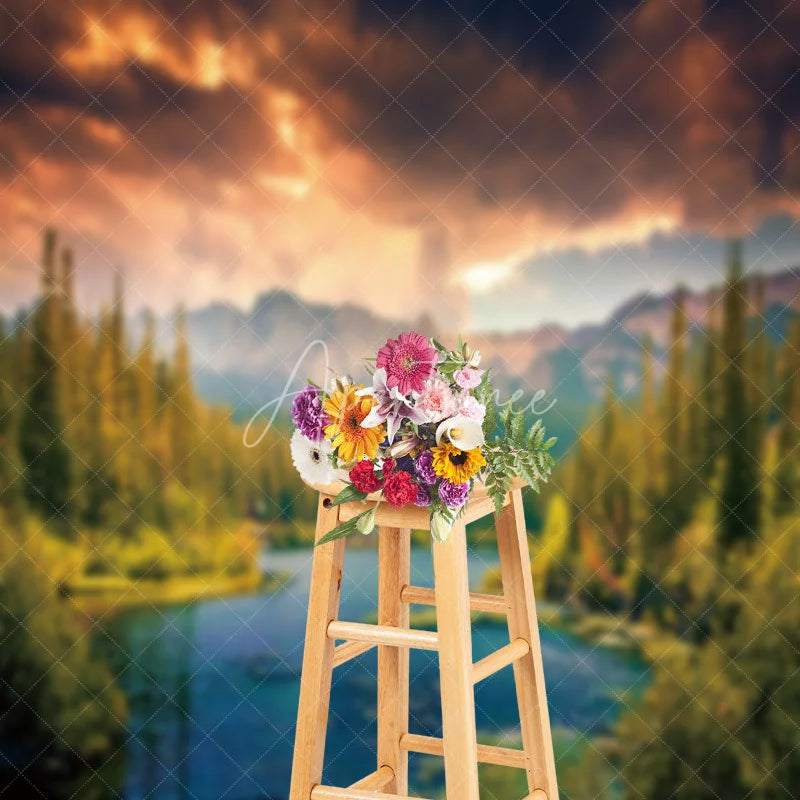 Aperturee - Fire Cloud Shunlin Mountains Photography Backdrop