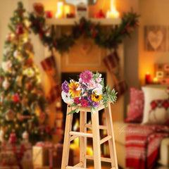 Aperturee - Fireplace Tree Stockings Christmas Family Backdrop