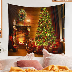Aperturee - Fireplace Xmas Tree Light Strip Christmas Backdrop