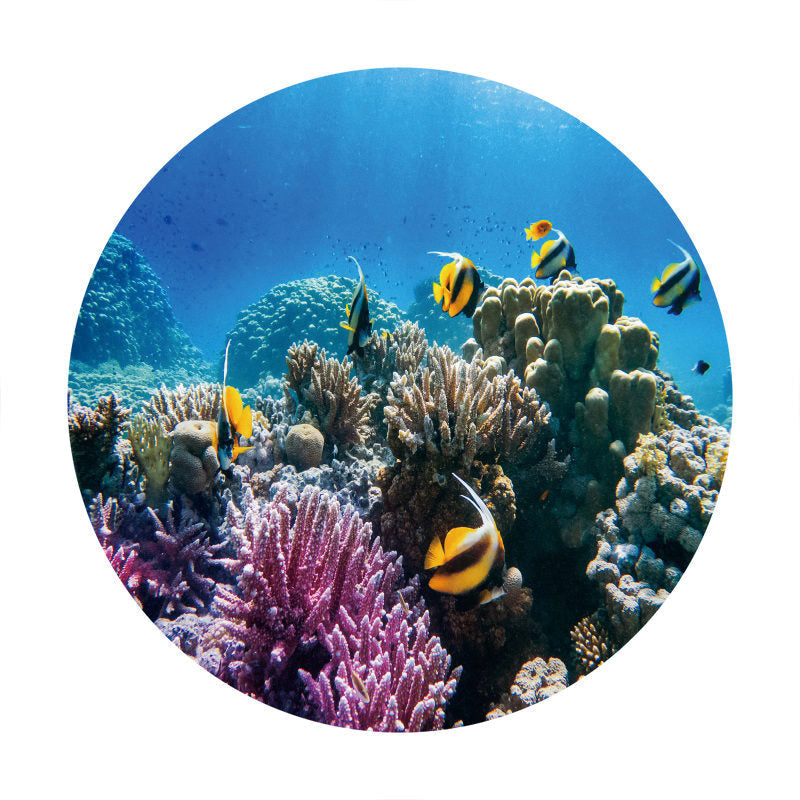 Aperturee - Fish Coral Under The Sea World Circle Backdrop