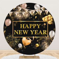 Aperturee - Flags Balloon Happy New Year Round Holiday Backdrop