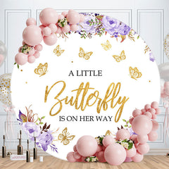 Aperturee - Floral And Gold Butterfly Baby Shower Backdrop