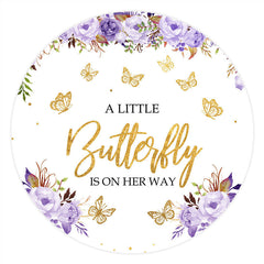 Aperturee - Floral And Gold Butterfly Baby Shower Backdrop