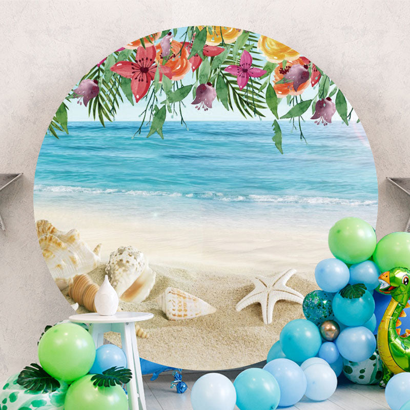 Aperturee - Floral And Shell On The Beach Circle Backdrop