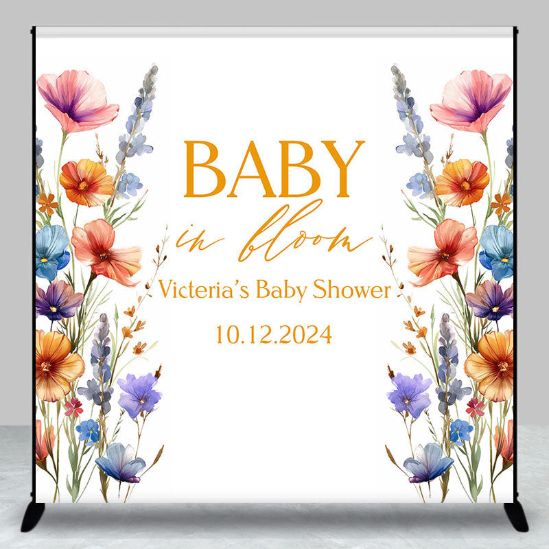Aperturee - Floral Baby In Bloom Custom Gender Reveal Backdrop