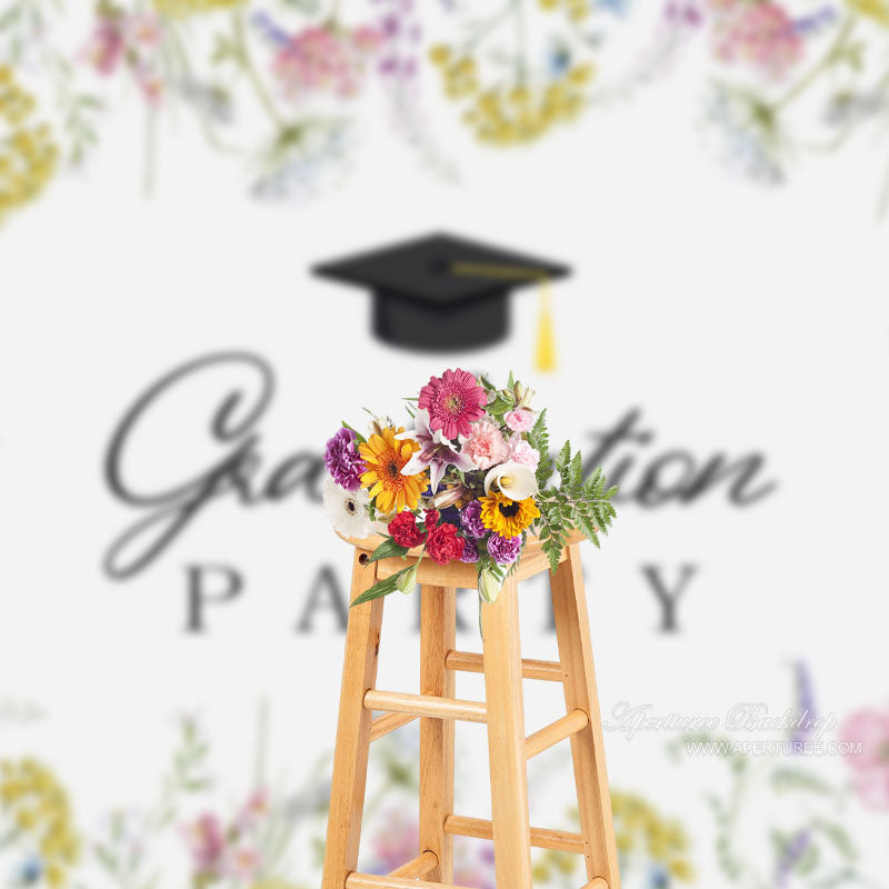 Aperturee - Floral Beige Gradation Party Photo Booth Backdrop