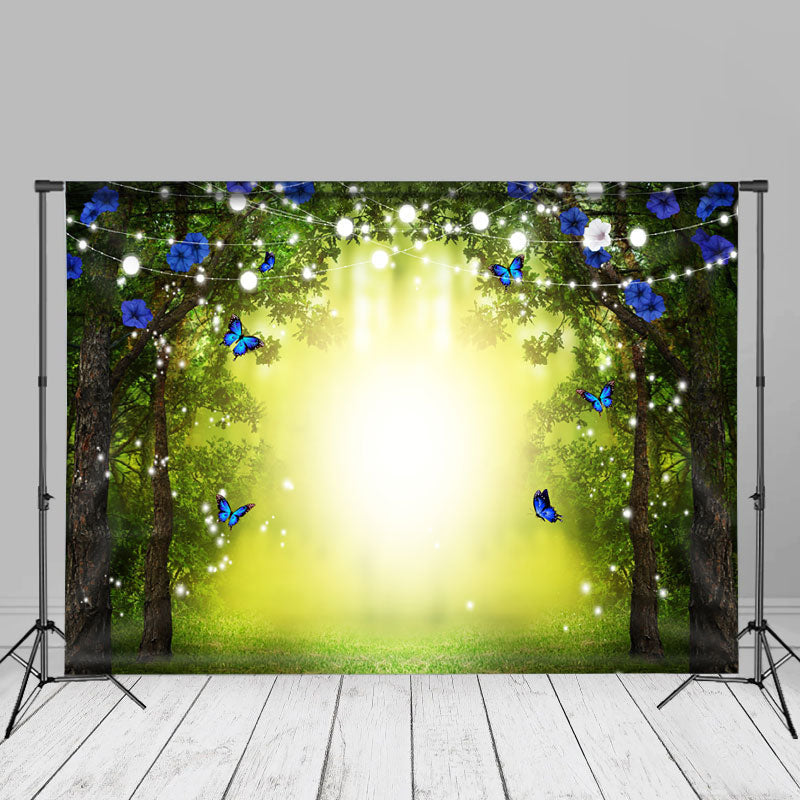 Aperturee - Floral Butterfly Forest Lignt Spring Cloth Backdrop