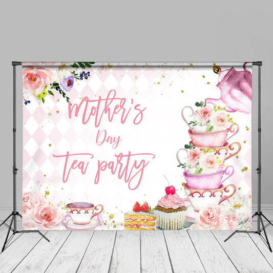 Aperturee - Floral Desserts Cups Mothers Day Tea Party Backdrop