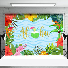 Aperturee - Floral Leaves Coconut Tropical Summer Photo Backdrop