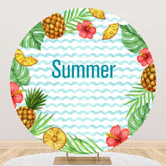 Aperturee - Floral Pineapple Monstera Round Summer Backdrop