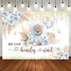 Aperturee - Floral We Can Bearly Wait Teddy Baby Shower Backdrop