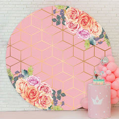 Aperturee - Flower And Pink Circle Happy Birthday Backdrop