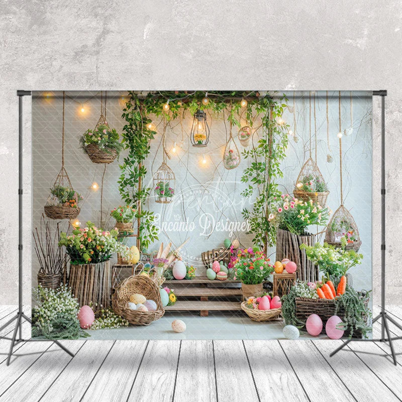 Aperturee - Flower Basket Easter Egg Arch Photography Backdrop