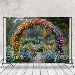 Aperturee - Flowers Decorated Arch Path Wedding Photo Backdrop