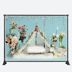 Aperturee - Fluffy Blanket Floral Birthday Cake Smash Backdrop