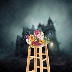 Aperturee - Fog Covers Dilapidated Castle At Night Backdrop