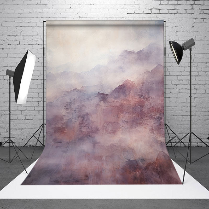 Aperturee - Foggy Purple Ink Landscape Painting Photo Backdrop
